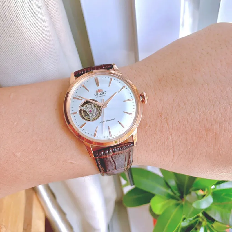 Orient Open Heart White Dial Rose Gold-tone Men's Watch- RA-AG0001S